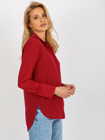 Hurt Bordowa damska koszula klasyczna z długim rękawem 