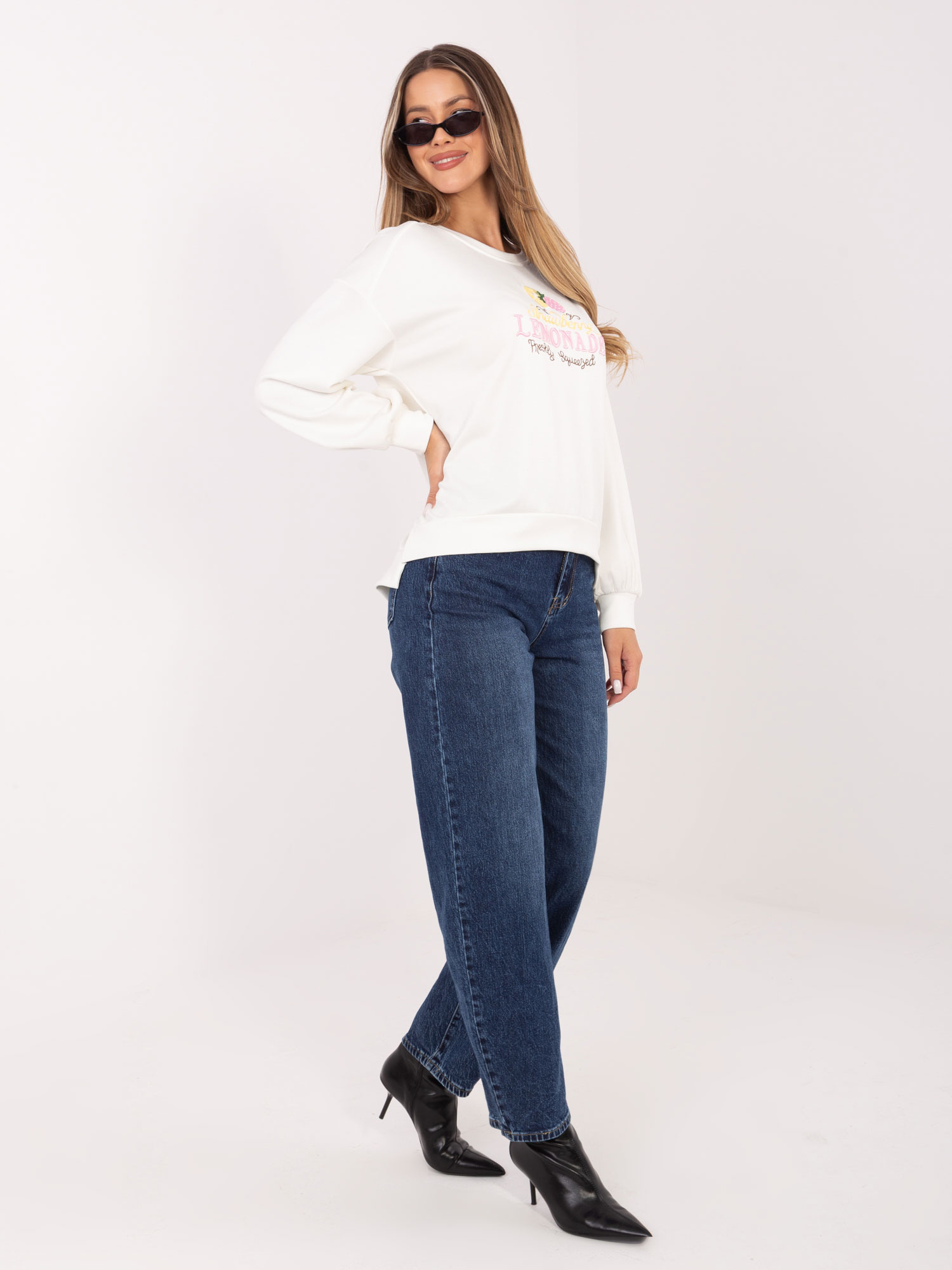 Ecru damska bluza oversize z wiskozy RUE PARIS 