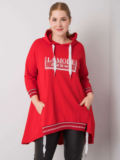 Czerwona bluza z kapturem i aplikacją Belina