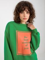 Hurtownia Zielona dresowa bluza oversize z nadrukiem