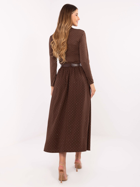 Ciemnobrązowa wizytowa spódnica z dżetami