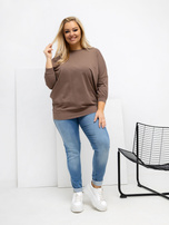 Tmavě béžová bavlněná blůza plus size.