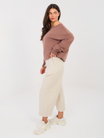 Jasnobeżowe damskie jeansy z nogawką 7/8  RUE PARIS 