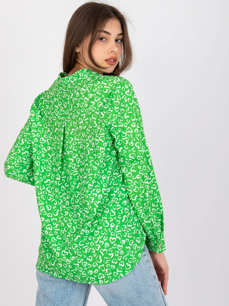 Zielona luźna bluzka z długim rękawem Inesa