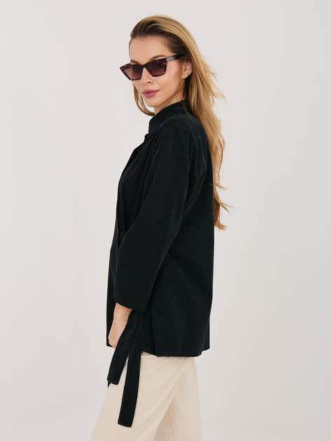 Czarna rozpinana koszula z sztruksu RUE PARIS