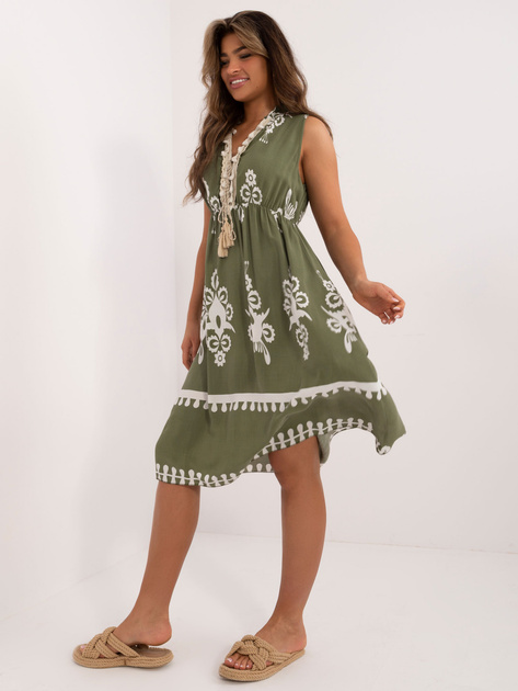 Hurtownia online Khaki letnia sukienka z wiskozy 