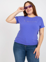 Fioletowy t-shirt plus size z napisem