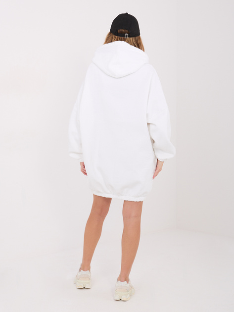 Ecru dresowa sukienka oversize z kieszeniami