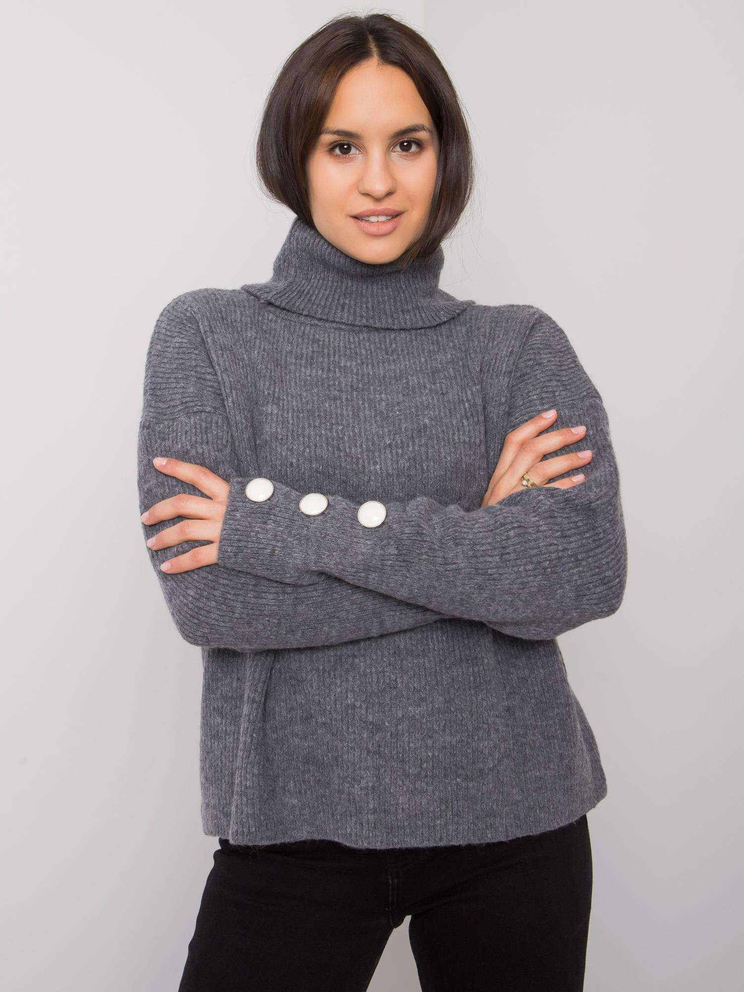 Ciemnoszary sweter golf damski Emrie RUE PARIS