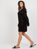 Hurt Czarna letnia sukienka dzianinowa z dekoltem V