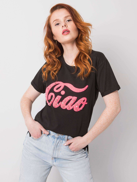 Czarny t-shirt z aplikacją Erin