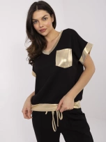 Hurtownia Czarny damski komplet z krótkim rękawem