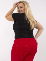Červené dlouhé bavlněné kalhoty plus size.