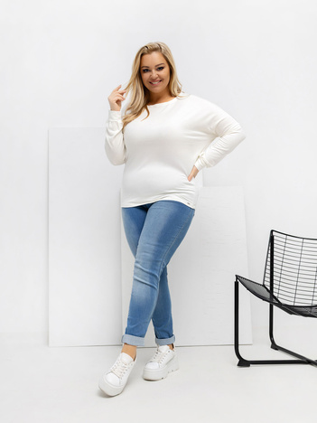 Ecru bluzka plus size z miękkiego materiału