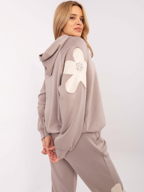 Hurtownia Ciemnobeżowy damski komplet z cekinami