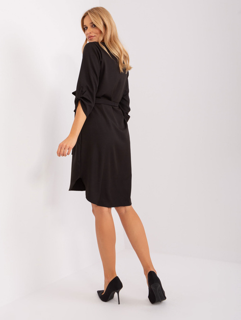 Hurt Czarna gładka sukienka na co dzień z dekoltem V