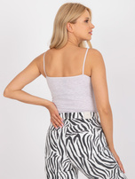 Beżowy melanżowy top basic z bawełną