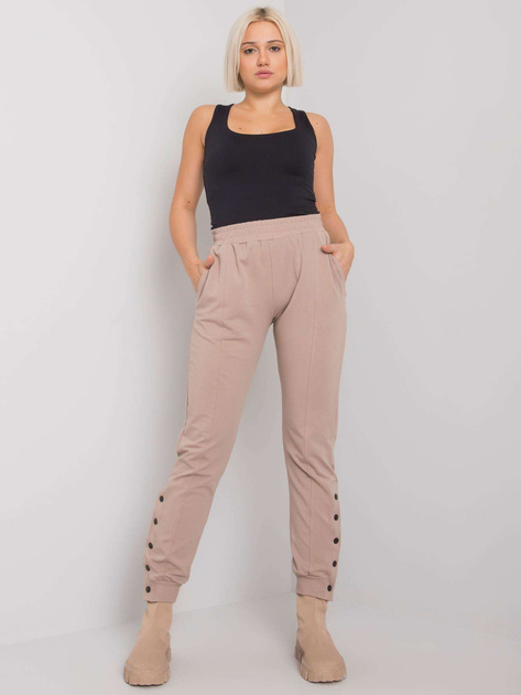 Ciemnobeżowe spodnie dresowe z guzikami Cindy RUE PARIS