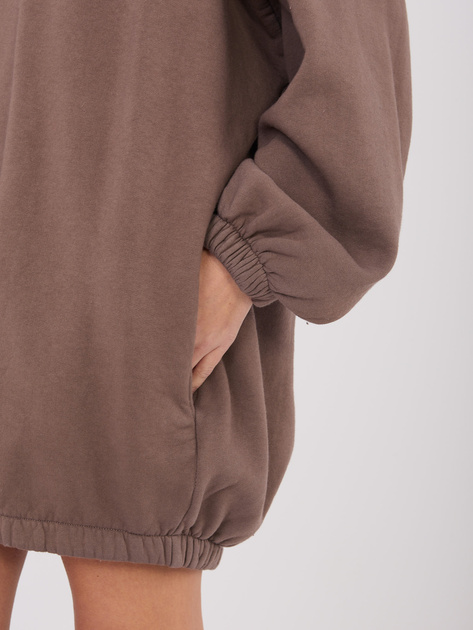 Ciemnobeżowa dresowa sukienka basic z kieszeniami