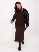 Czekoladowa dresowa bluza z napisem na kapturze