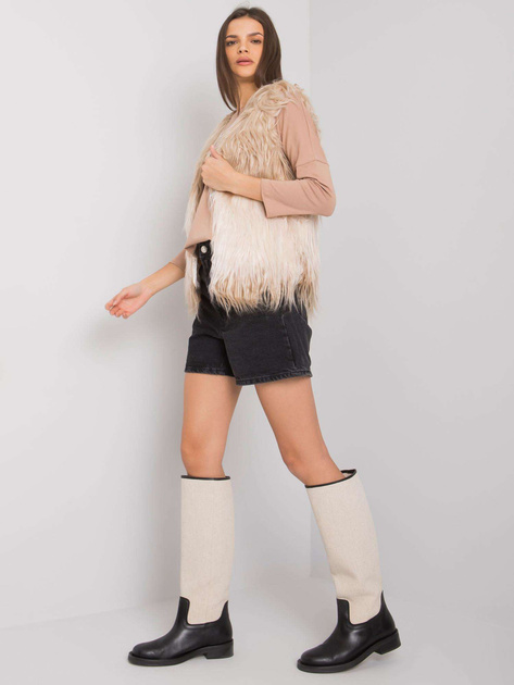 Beżowa damska kamizelka futrzana Romi