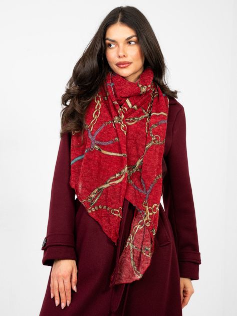 Czerwona damska chusta z printem