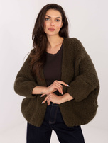 Khaki dámský cardigan bez zapínání.