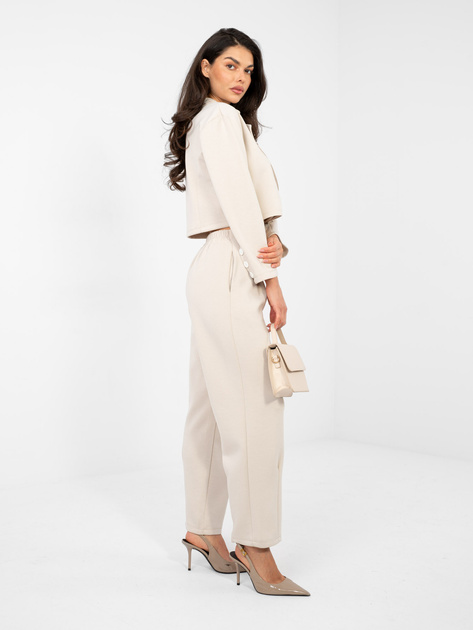 Beżowy komplet z miękkiego materiału RUE PARIS