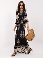 Czarny letni komplet z szerokimi spodniami 