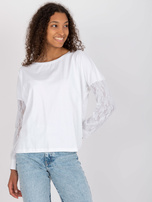 Weiße Bluse mit Spitzenärmeln Shantelle RUE PARIS.