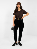 Czarne sztruksowe spodnie z nogawką 7/8