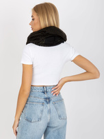 Czarno-khaki chusta komin z motywem 