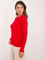 Hurt Czerwony sweter klasyczny z okragłym dekoltem