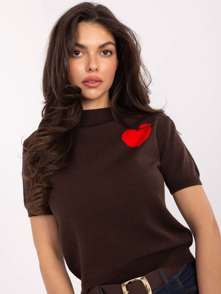 Brązowy damski sweter ze ściągaczami