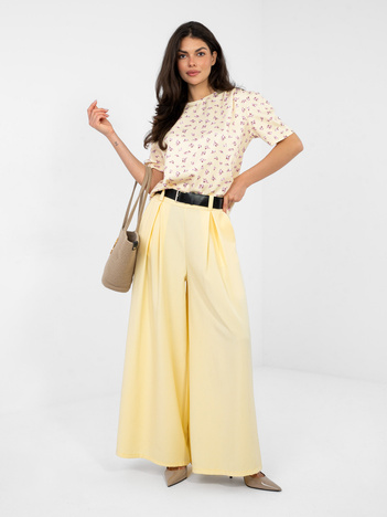 Pastelowe żółte eleganckie spodnie palazzo RUE PARIS 