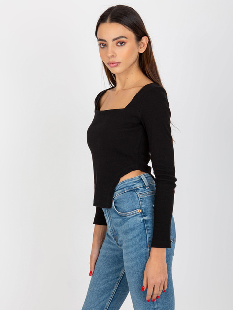 Hurt Czarna krótka bluzka prążkowana z rozcięciami OCH BELLA