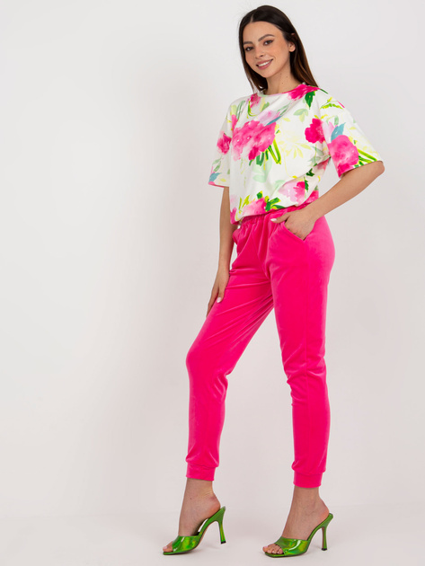 Hurt Różowo-ecru dwuczęściowy komplet welurowy RUE PARIS