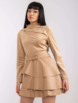 Ciemnobeżowa bluzka welurowa z długim rękawem Kigali