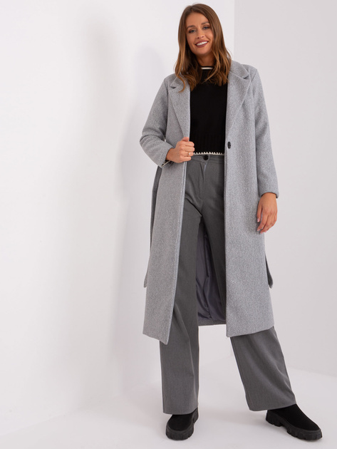 Hurt Szary melanżowy płaszcz damski z guzikami OCH BELLA