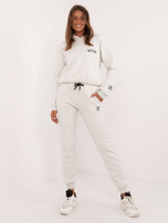 Hurt Jasnoszary melanżowy komplet dresowy z naszywkami