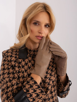 Hurt Ciemnobeżowe eleganckie rękawiczki damskie