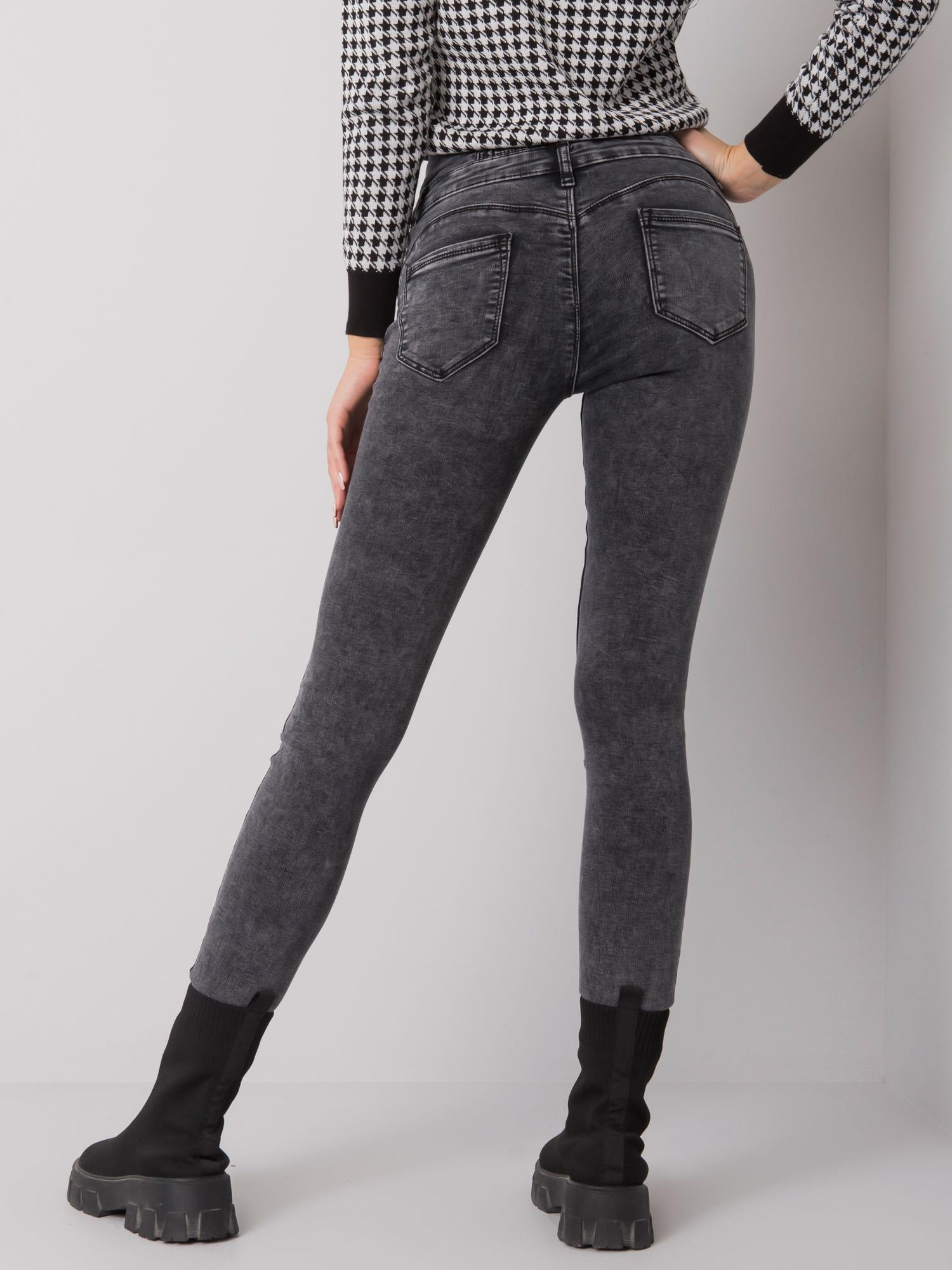 Szare jeansy rurki high waist Garland