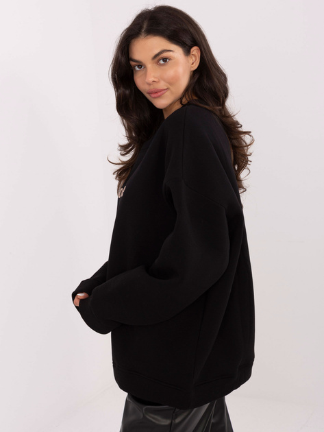 Czarna ocieplana bluza z napisem RUE PARIS