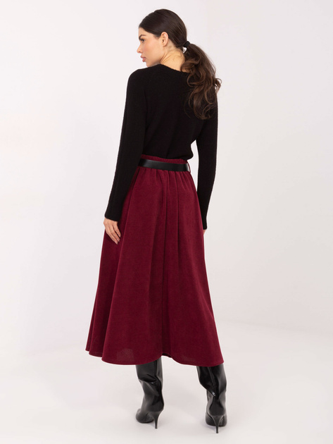 Bordowa długa spódnica z prążkowanej dzianiny RUE PARIS