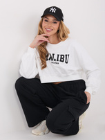 Ecru krótka bluza oversize z bawełny