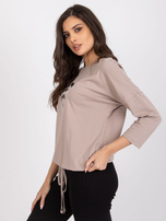 Dark beige women's blouse with print Domenica RUE PARIS