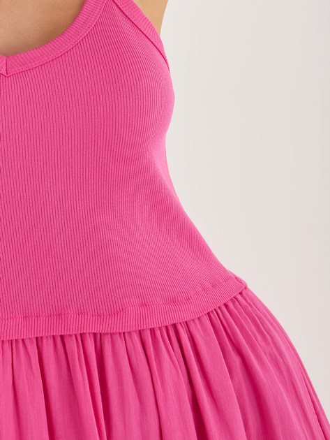 Fuksjowa bawełniana sukienka z podszewką