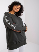 Khaki bawełniana tunika dresowa plus size Parma