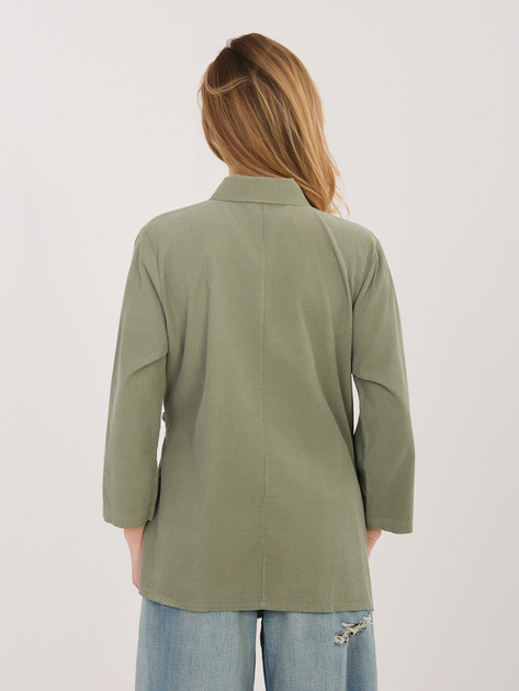 Khaki asymetryczna koszula z sztruksu RUE PARIS