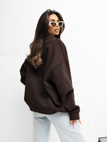 Czekoladowa bluza oversize z haftem RUE PARIS 